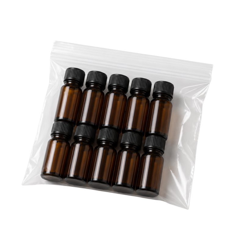 Lot de 10 flacons verre brun avec insert compte-gouttes