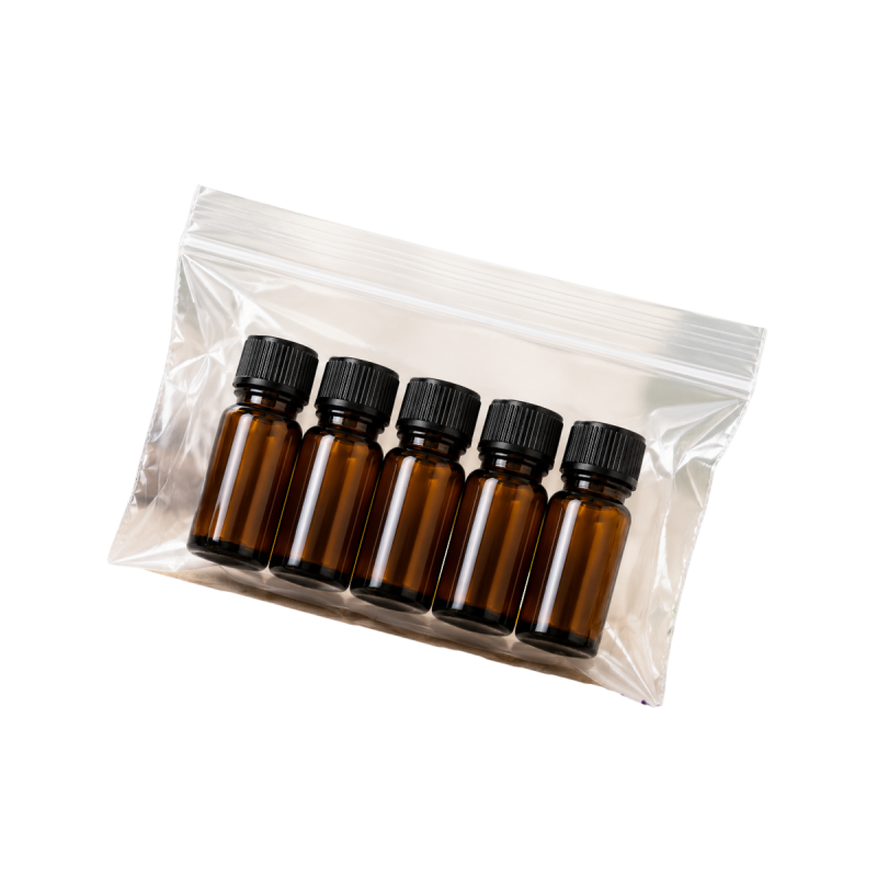 Lot de 5 flacons verre brun avec insert compte-gouttes